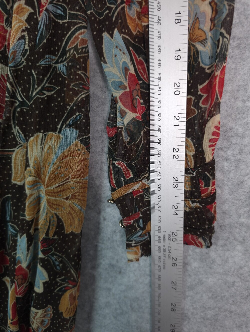 Sezane Black Floral Long-Sleeve Dress with Red and Yellow Blooms - Picture 12 of 13